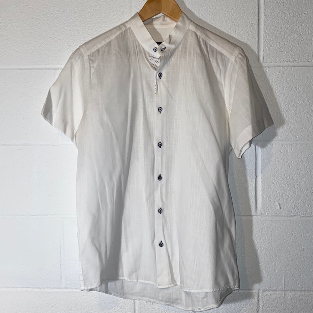 Passero White Button Down Slim Fit Shirt size L